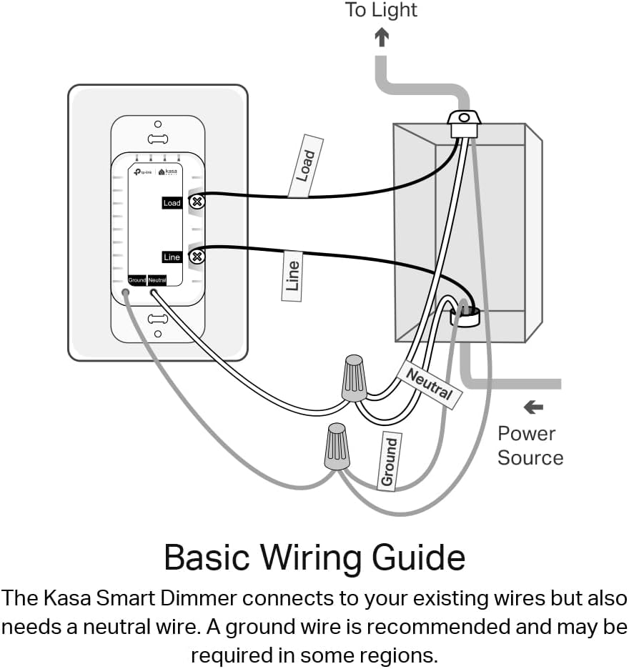 Kasa Matter Smart Dimmer Switch: Voice Control w/Siri, Alexa  Google Assistant | UL Certified | Timer  Schedule | Easy Guided Install | Neutral Wire Required | Single Pole | 2.4GHz Wi-Fi | KS225