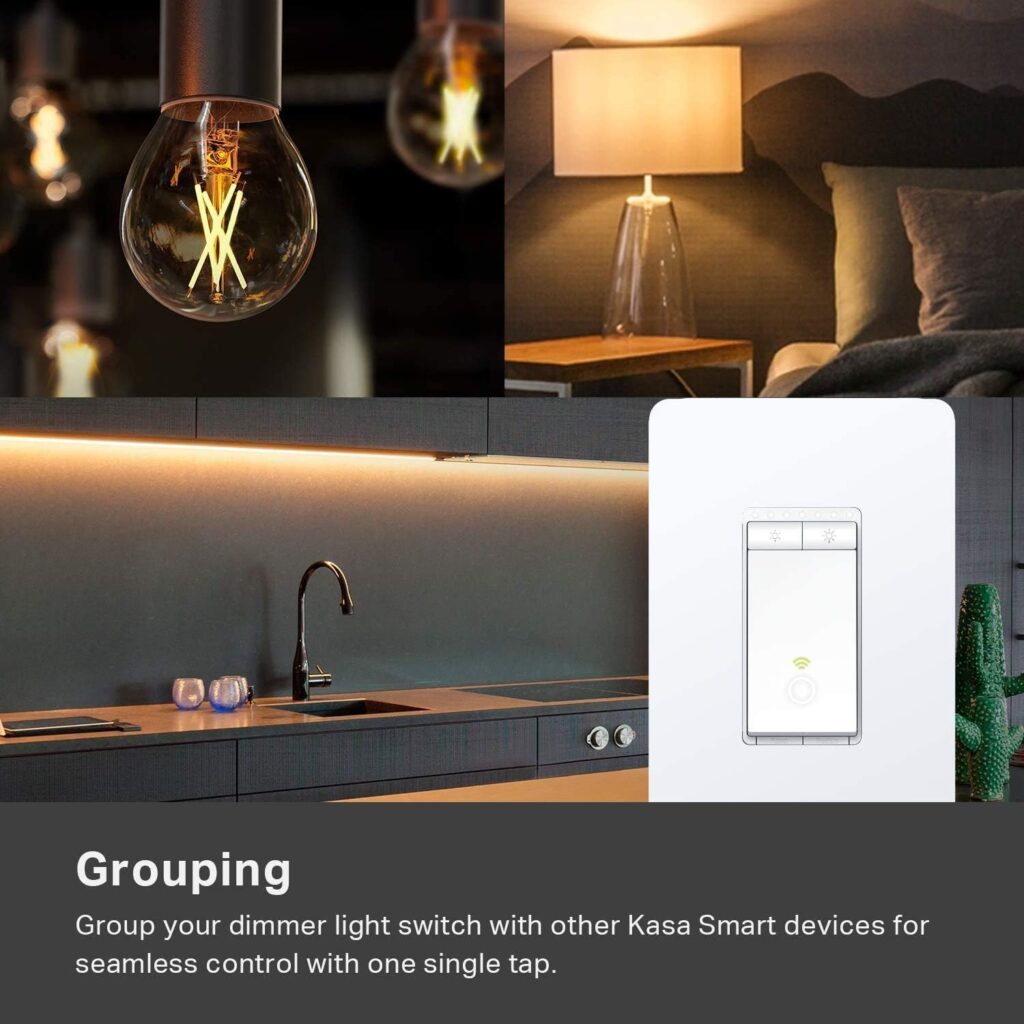 Kasa Smart Dimmer Switch HS220, Single Pole, Needs Neutral Wire, 2.4GHz Wi-Fi Light Switch Works with Alexa and Google Home, UL Certified, No Hub Required,white