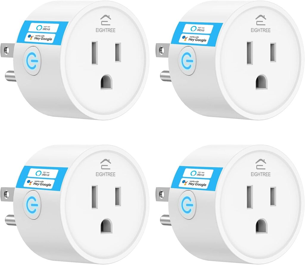 Smart Plug EIGHTREE, Alexa Smart Plugs That Work with Alexa and Google Home, Compatible with SmartThings, Smart Outlet with WiFi Remote Control and Timer Function, 2.4GHz Wi-Fi Only, 4Packs