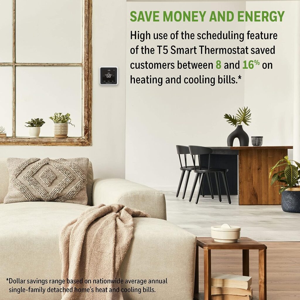 New 2023! Honeywell Home RTH8800WF2022, T5 WiFi Smart Thermostat, 7 Day-Programmable Touchscreen, Alexa Ready, Geofencing Technology, Energy Star, C-Wire Required